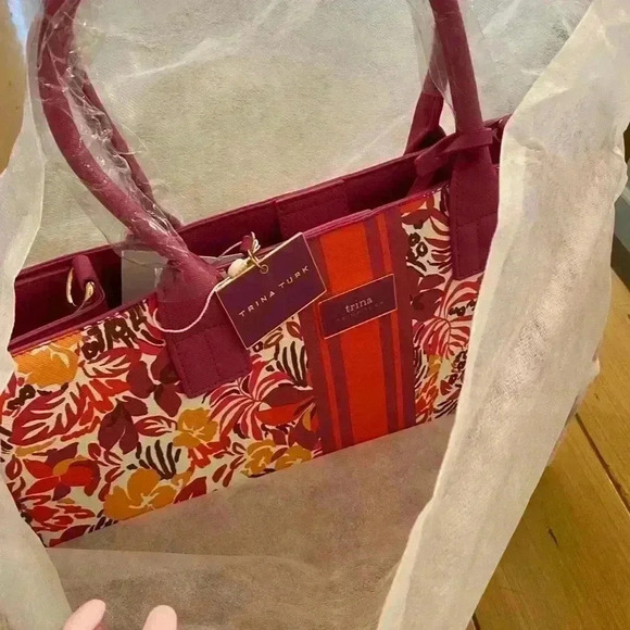 Trina Turk Women's Tote Adjustable Strap Faux Leather Spring Majorelle Garden - Picture 3 of 14